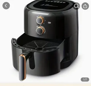 Black Air Fryer with Dual Dial Controls and Basket Tray