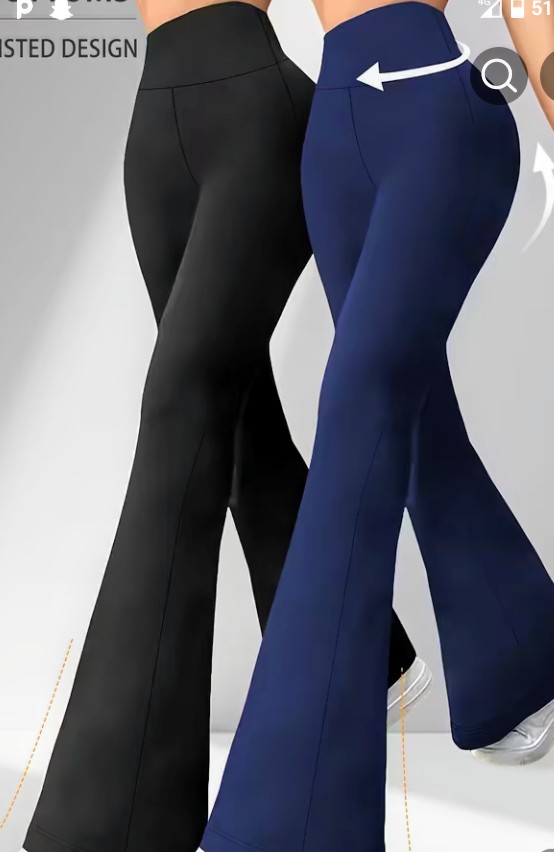 High-Waisted Flared Leggings - Black and Navy Blue Options 1