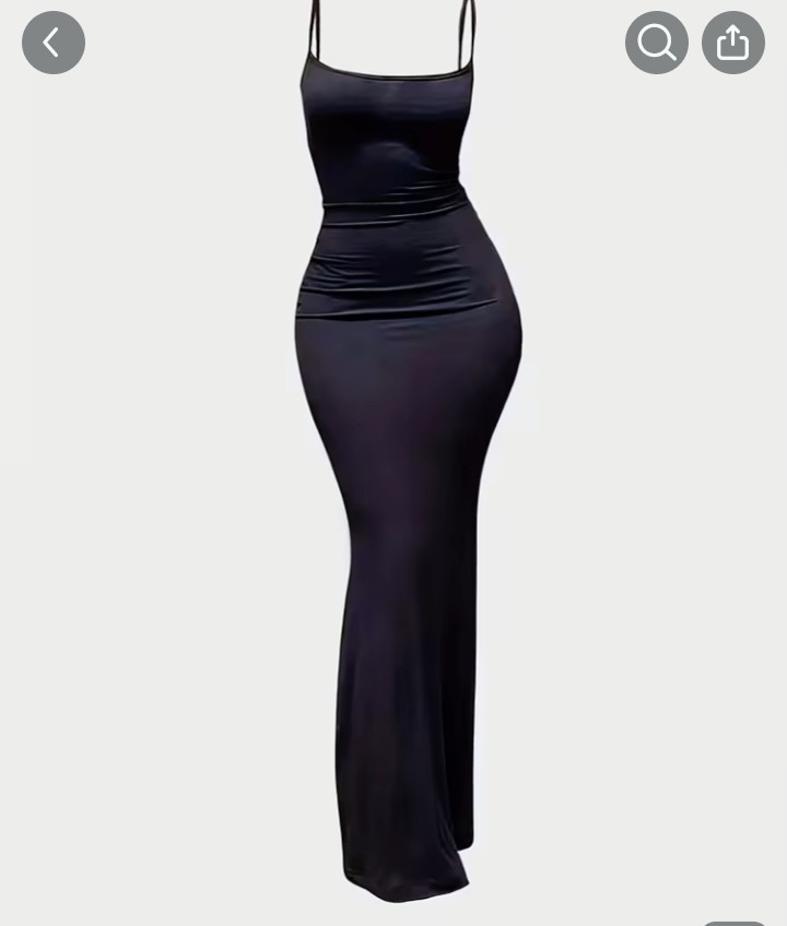 Black Spaghetti Strap Bodycon Maxi Dress 1