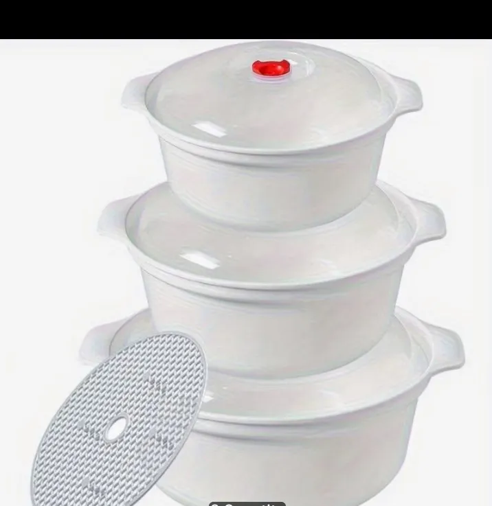 White Stacking Food St the babyorage Casserole Set with Lids and Trivet 1