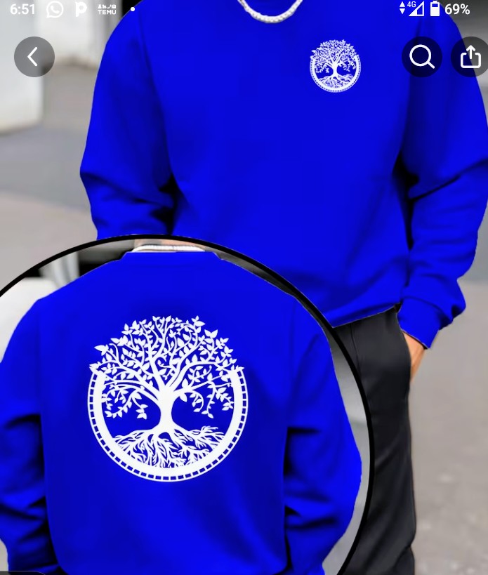 Blue Tree of Life Print Crewneck Sweatshirt 1