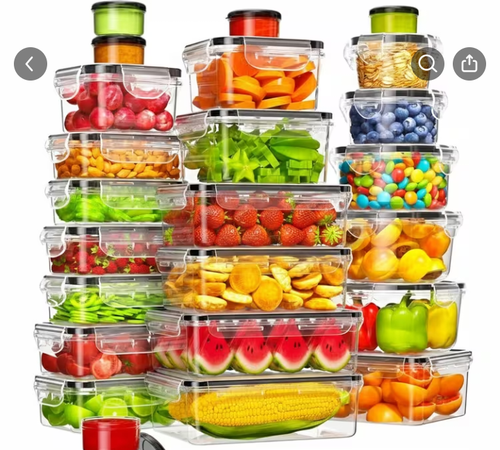 Clear Plastic Food Storage Container Set with Lids 1