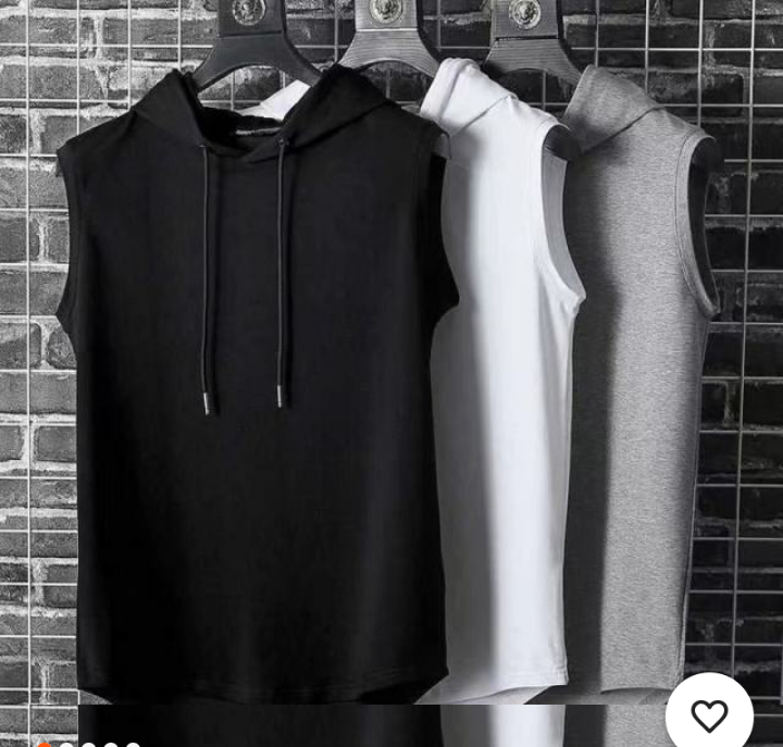 Sleeveless Hooded Tank Top - Black, White, Grey 1
