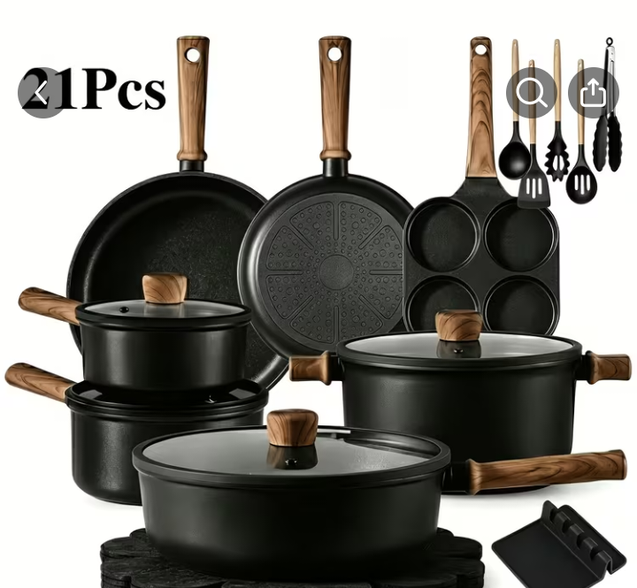 21Pcs Nonstick Cookware Set with Pots, Pans and Utensils 1