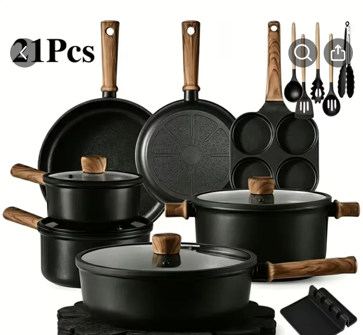 21Pcs Nonstick Cookware Set with Pots, Pans and Utensils 1