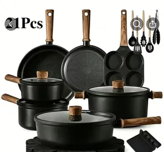 21Pcs Nonstick Cookware Set with Pots, Pans and Utensils