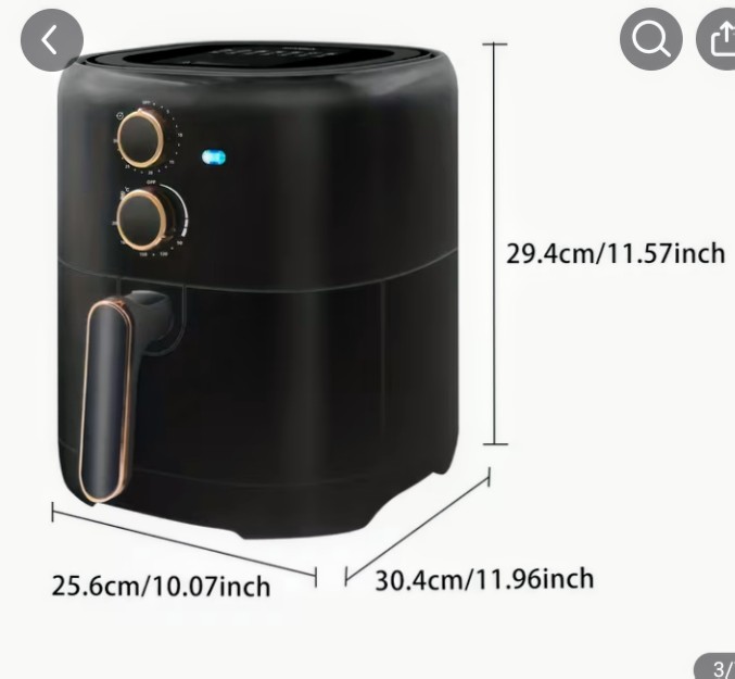 Black Manual Air Fryer with Gold Dial Knobs 1