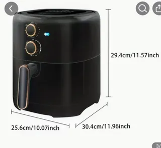 Black Manual Air Fryer with Gold Dial Knobs