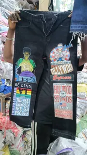 Black Printed Graphic Denim Jeans