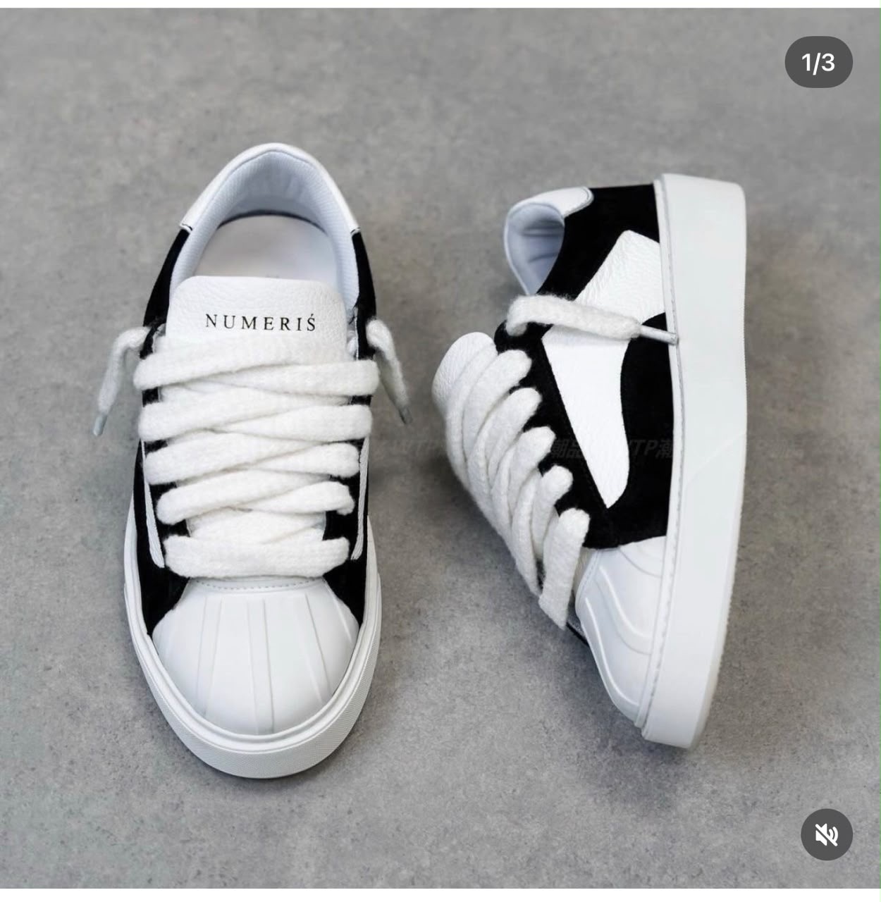 Black and White Lace Up Sneakers with Chunky Sole