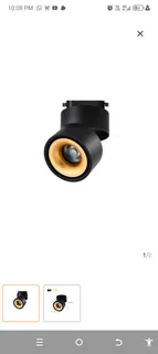 Black Adjustable LED Ceiling Spotlight with Gold Ring