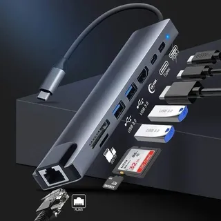 8 in 1 Type C Adapter (for MacBook / iPad / Laptop / any USB - C device)Comes with:* RJ45 Port* SD / TF* USB 3.0* USB 2.0* HDMI * Type C / PD